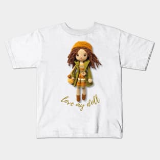 Handmade Wool Doll, Cozy and Cute - design 4 Kids T-Shirt